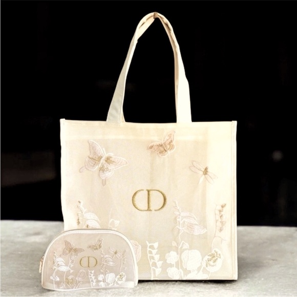 🦋 DIOR BUNDLE: DIOR MESH BUTTERFLY TOTE & POUCH 🦋 - Picture 1 of 10